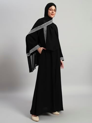 عباية أنيقة للنساء مع حجاب بتصميم مطرز يجمع بين الاحتشام والأناقة تغطي الجسم بالكامل - الصورة 24