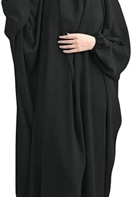 إسدال إسلامي للنساء للصلاة من بوجون بتصميم من قطعة واحدة يغطي كامل الجسم مزود بحجاب، قفطان صلاة مناسب لليالي رمضان والحفلات