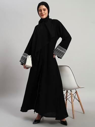 عباية أنيقة للنساء مع حجاب بتصميم مطرز يجمع بين الاحتشام والأناقة تغطي الجسم بالكامل - الصورة 27