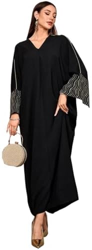 عباية من كاست ويف للنساء، مطرزة بشراشيب، باللون الأسود، مقاس موحد، بتصميم فينتاج كاجوال - الصورة 17