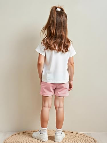 طقم تي شيرت وشورت بطبعة فراشة للبنات بعمر 4-8 سنوات، ملابس أطفال صيفية وطقم العيد للبنات - الصورة 23