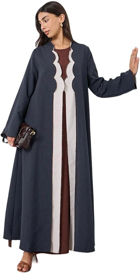 عباءة مفتوحة من الأمام بتفاصيل صدفية للنساء من ستايلي، طراز 7023638401